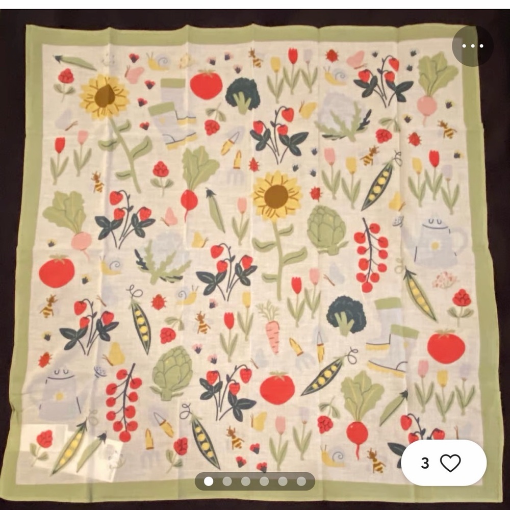 Old Navy ‘Garden Party’ Botanical Garden Print Scarf in Cream, Red & Green